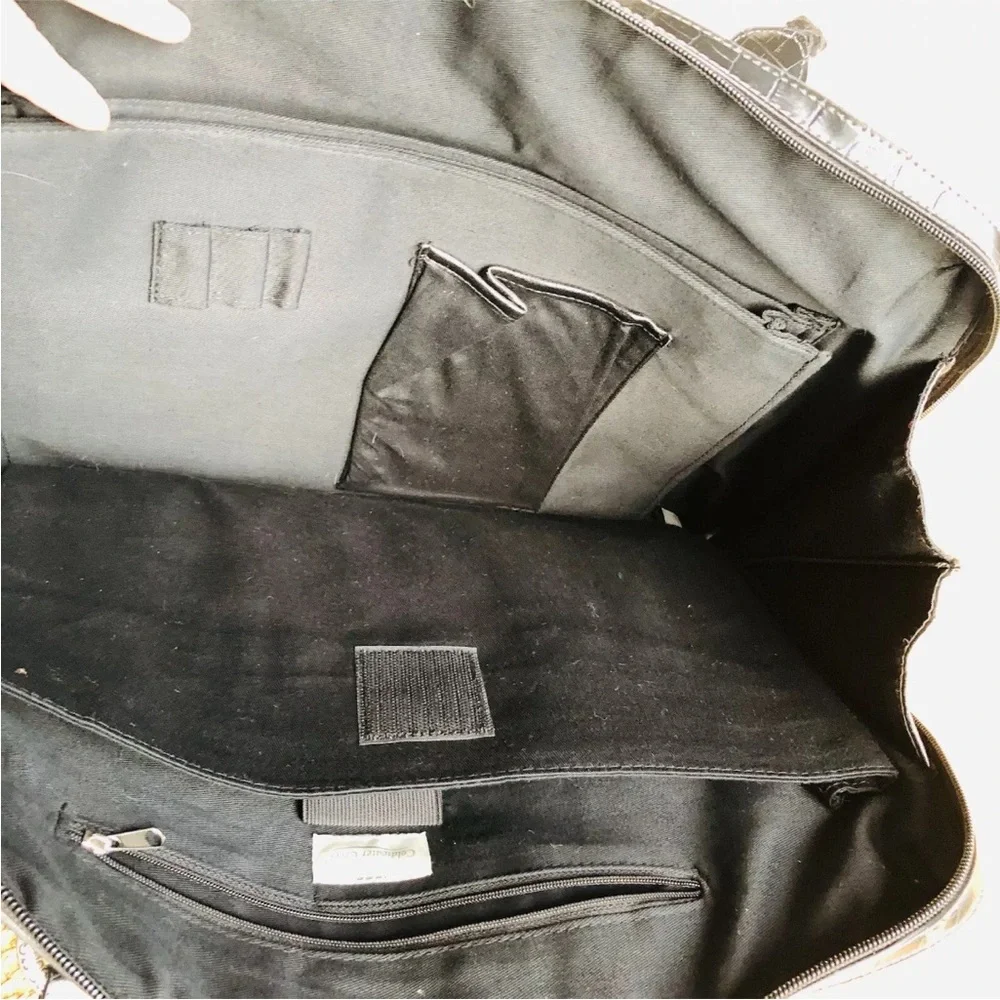 Coldwater Creek Laptop Bag Black Faux Leather Metal Embellished 15
